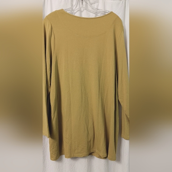 3X25 Soft Surroundings Tunic 2X Chartreuse Lime Green Long Sl Pocket Top Bamboo - Picture 4 of 11